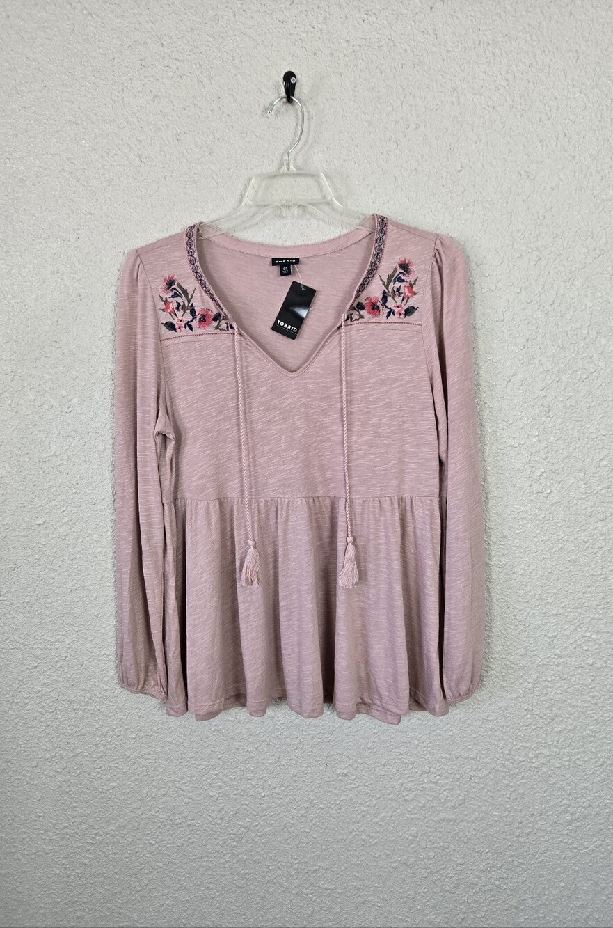 Torrid Balloon Sleeve Babydoll Top Plus Size 00 New With Tags #2C1100